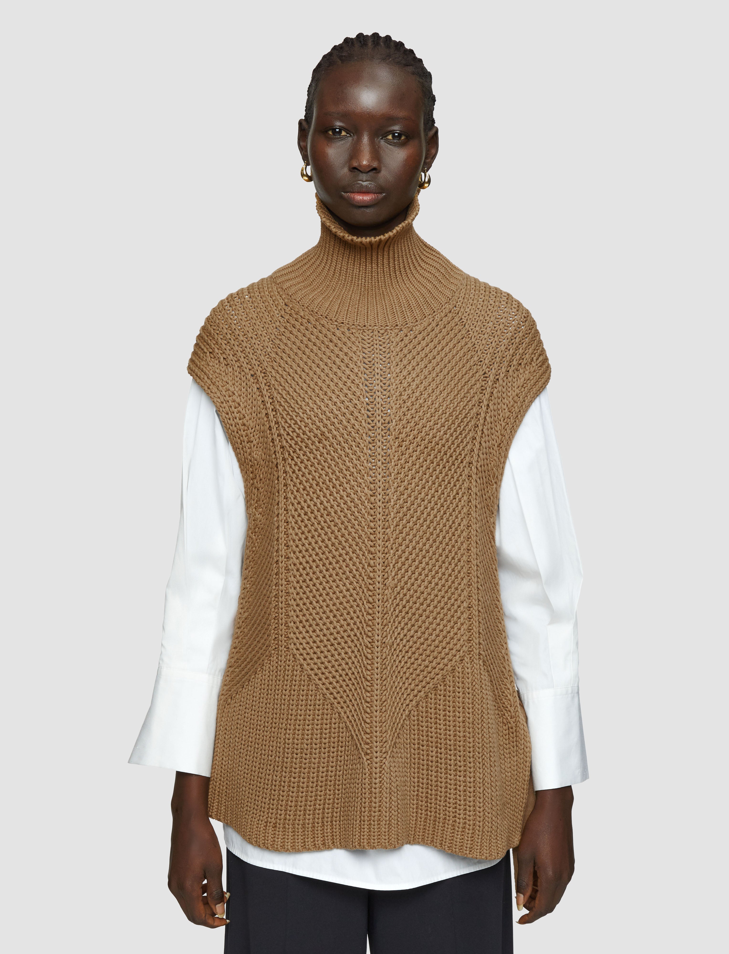 beige-knit-vest-shirt-set-JOSEPH