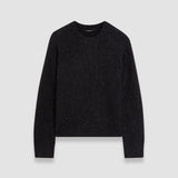 Black Alpaca Tweed Knit Round Neck Jumper - Joseph