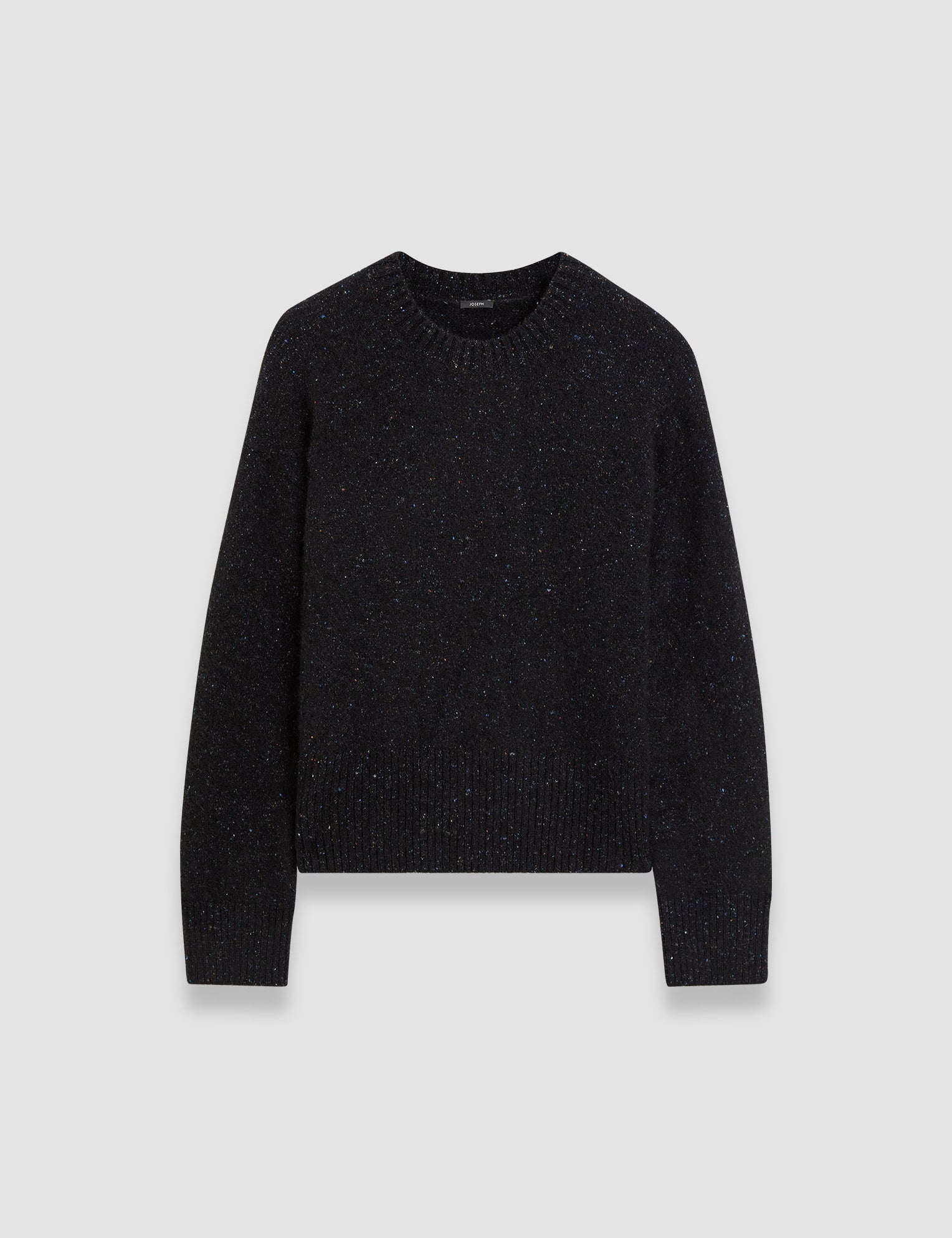 Black Alpaca Tweed Knit Round Neck Jumper - Joseph