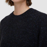 Black Alpaca Tweed Knit Round Neck Jumper - Joseph