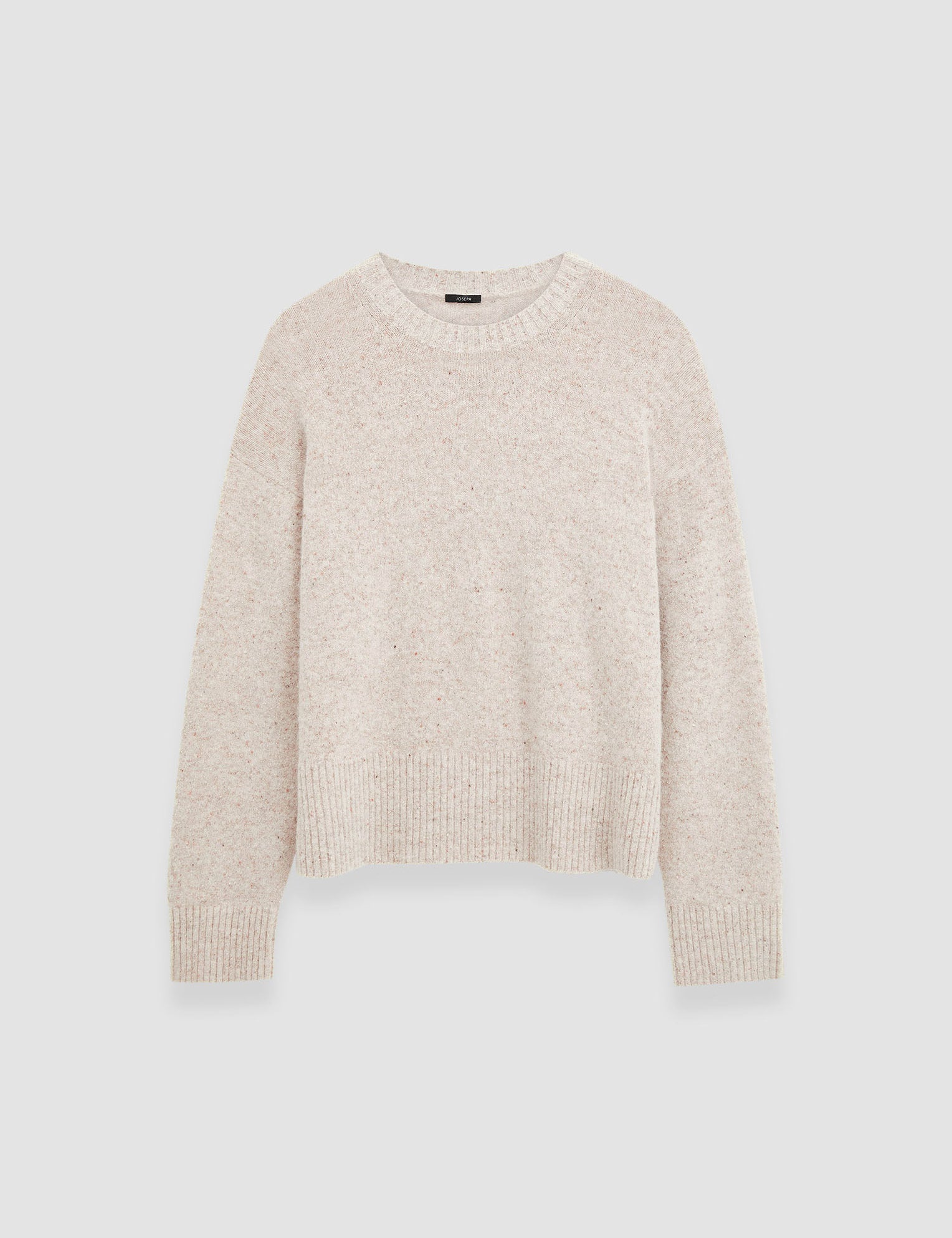 Beige Alpaca Tweed Knit Round Neck Jumper - Joseph