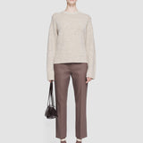 Beige Alpaca Tweed Knit Round Neck Jumper - Joseph