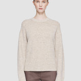 Beige Alpaca Tweed Knit Round Neck Jumper - Joseph