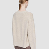 Beige Alpaca Tweed Knit Round Neck Jumper - Joseph