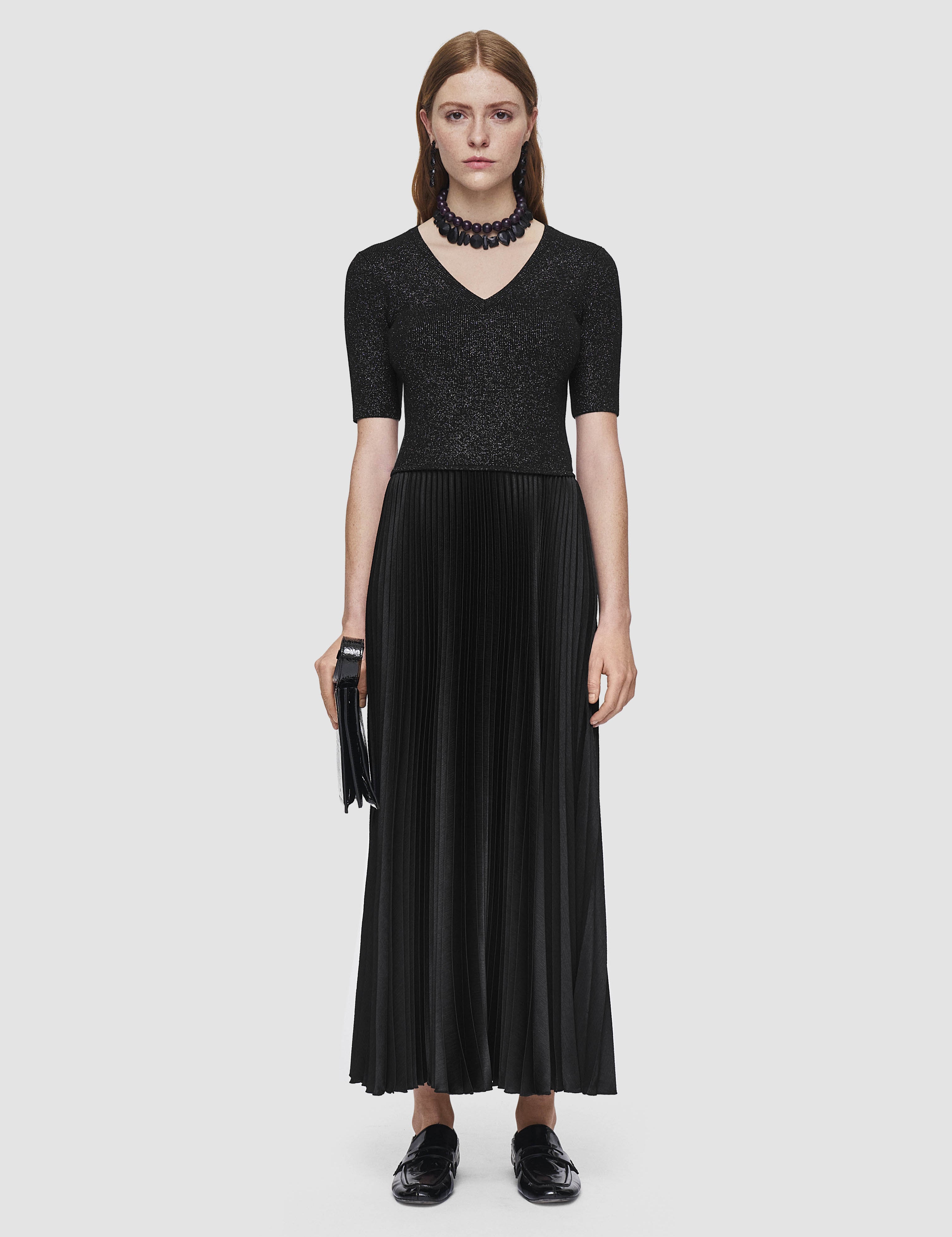 Black Domat Pleated Lurex Dress - Joseph