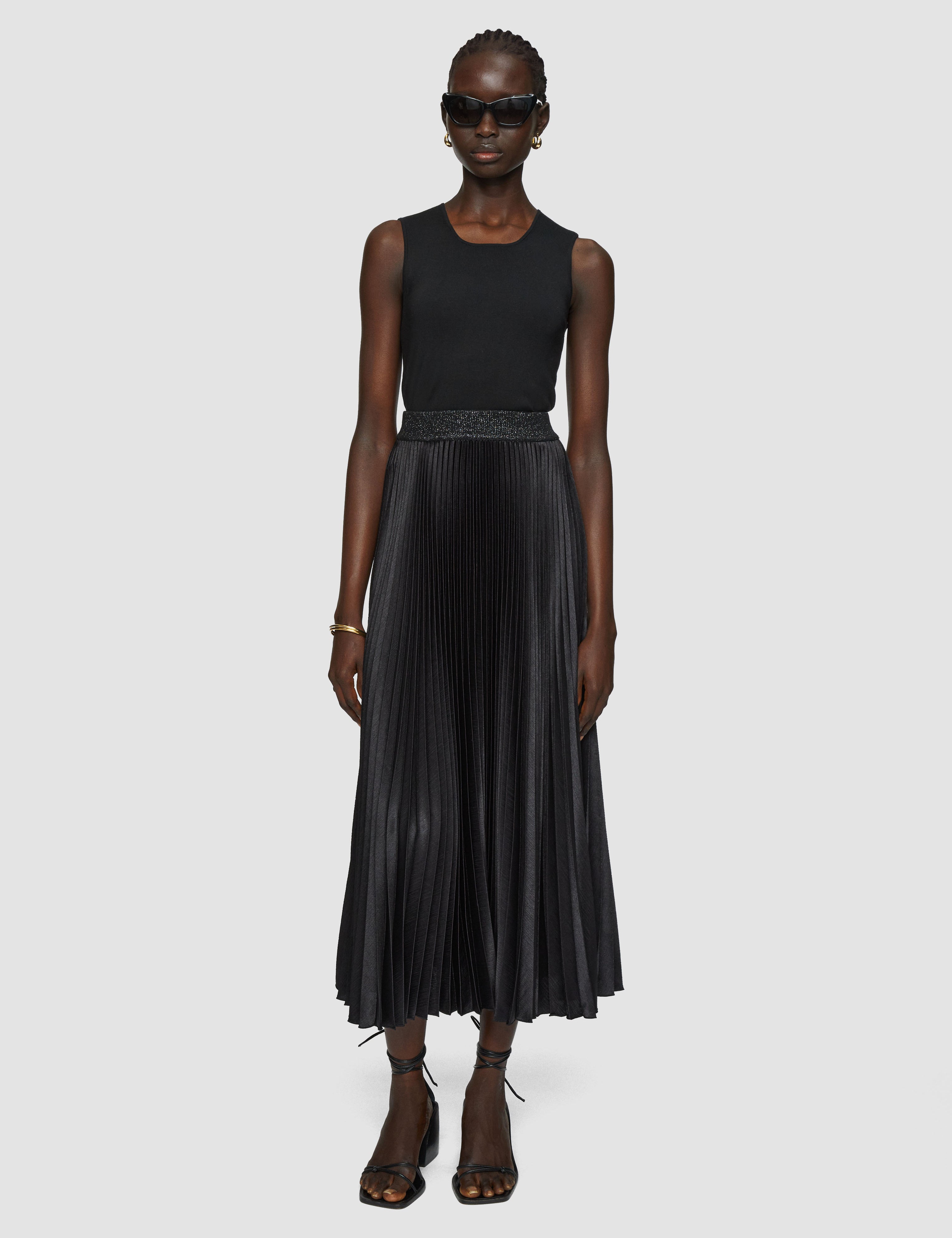 Black Amelie Pleated Lurex Skirt - Joseph