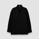 Black Rivoli Silk Crepe de Chine Blouse - Joseph