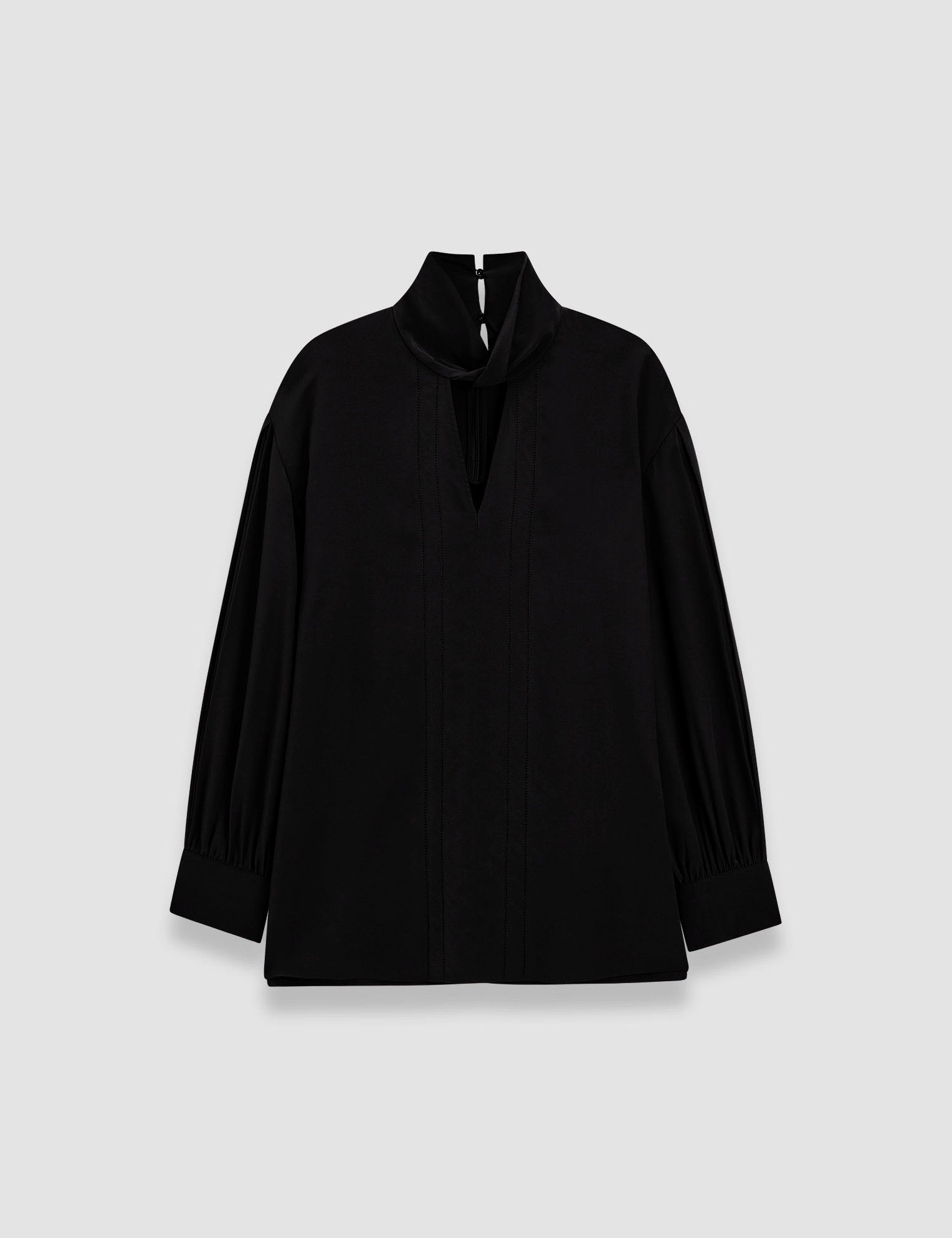 Black Rivoli Silk Crepe de Chine Blouse - Joseph