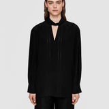 Black Rivoli Silk Crepe de Chine Blouse - Joseph