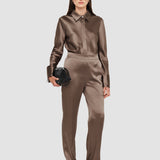 Grey Tova Silk Satin Trousers - Joseph