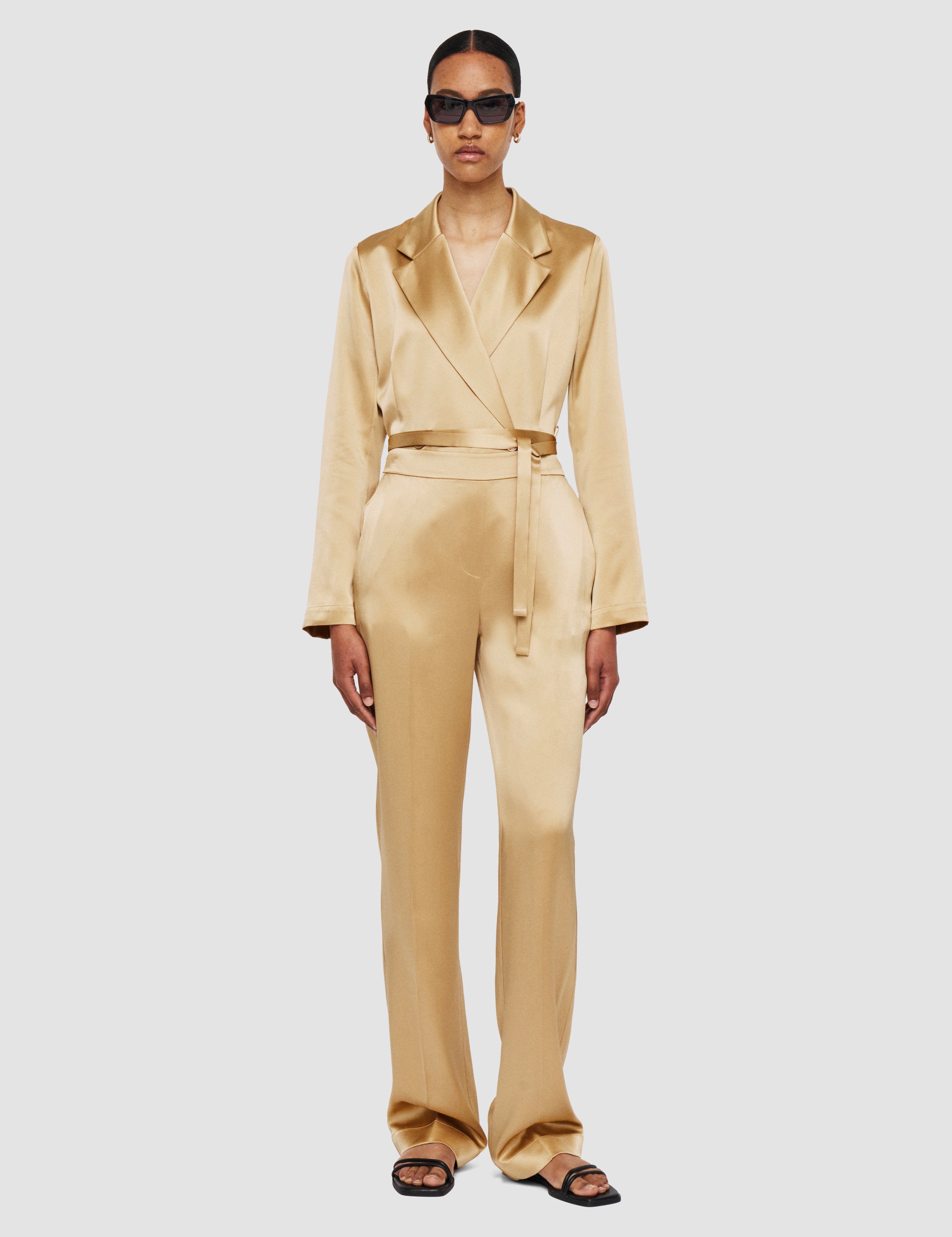 Beige Tova Silk Satin Trousers - Joseph