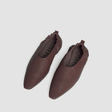 Brown Leather Pointy Ballerina Shoes - Joseph