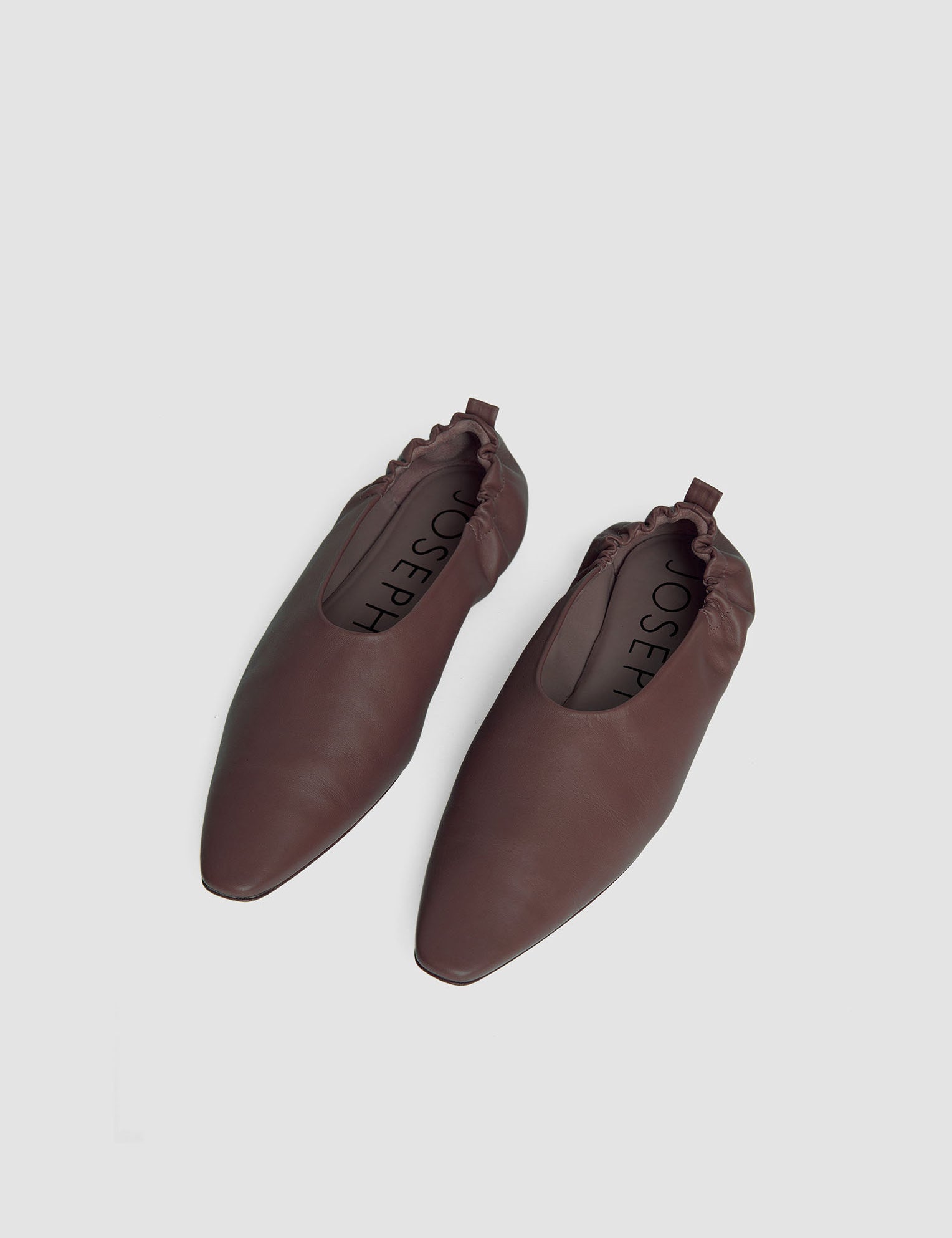 Brown Leather Pointy Ballerina Shoes - Joseph