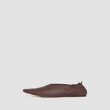 Brown Leather Pointy Ballerina Shoes - Joseph