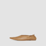 Beige Leather Pointy Ballerina Shoes - Joseph