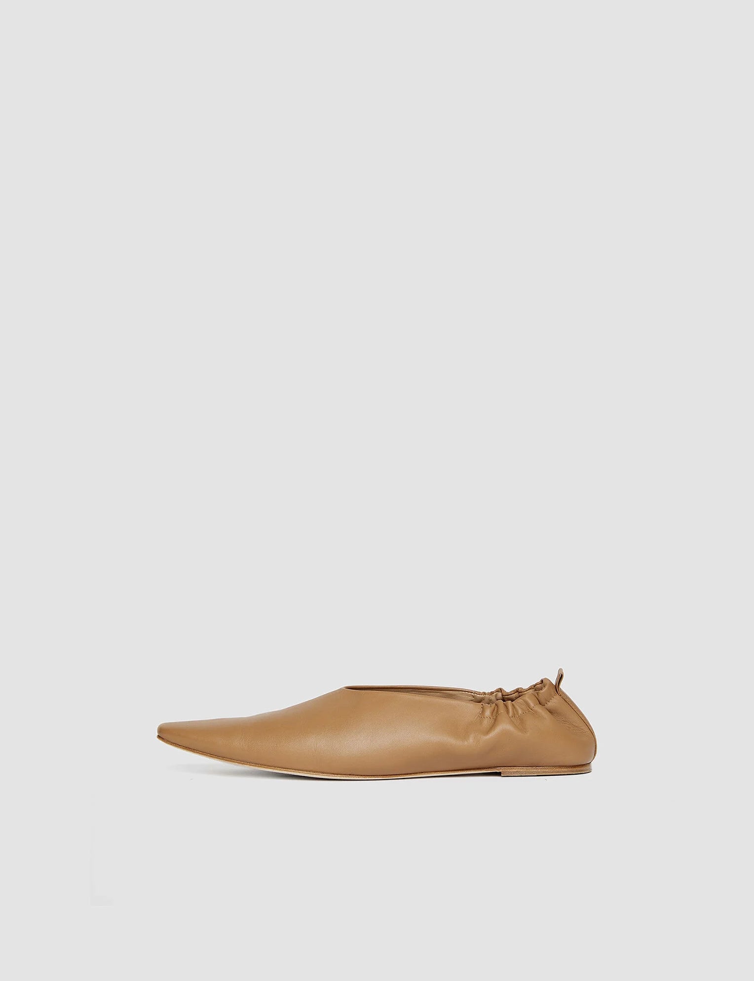 Beige Leather Pointy Ballerina Shoes - Joseph