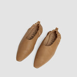 Beige Leather Pointy Ballerina Shoes - Joseph