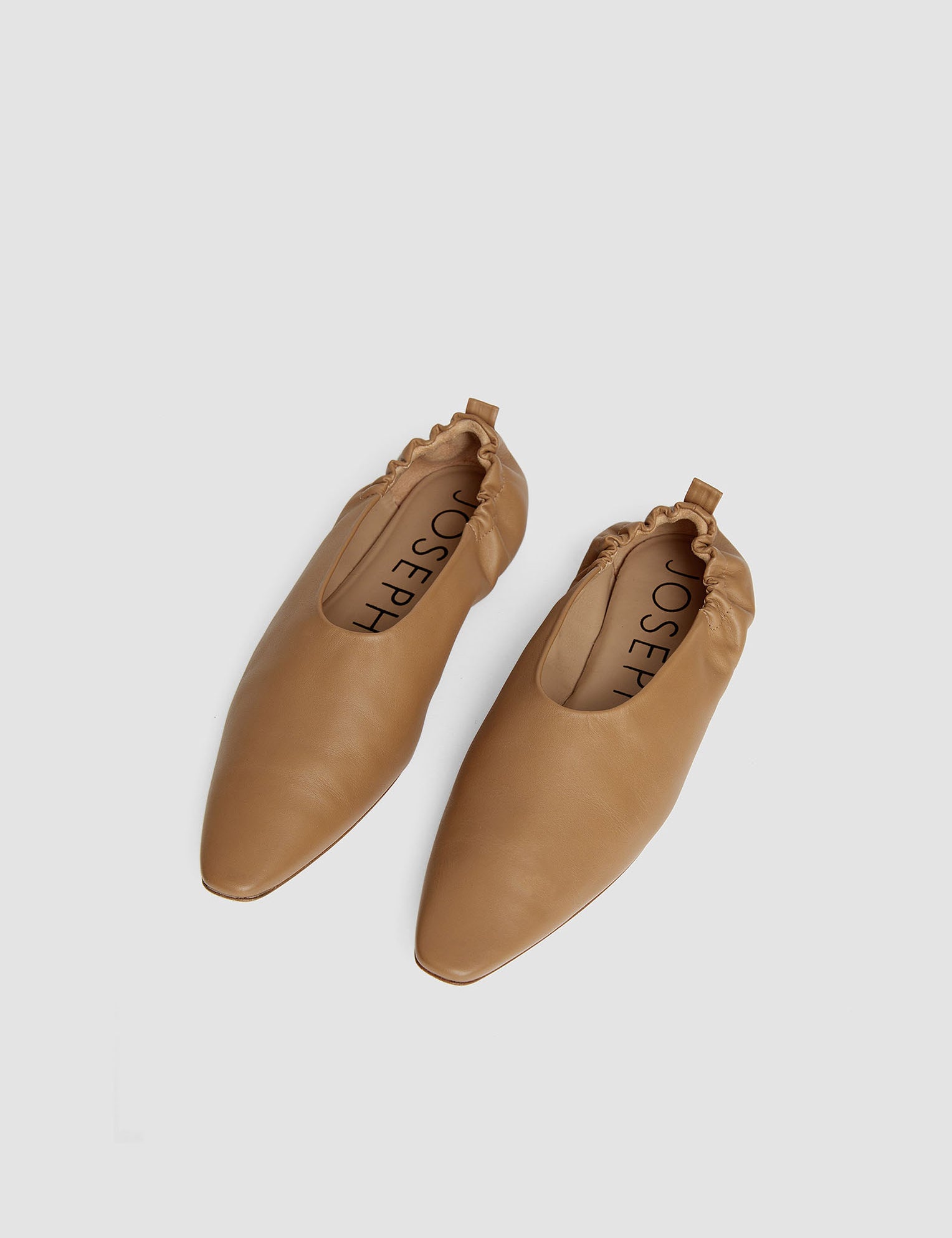 Beige Leather Pointy Ballerina Shoes - Joseph