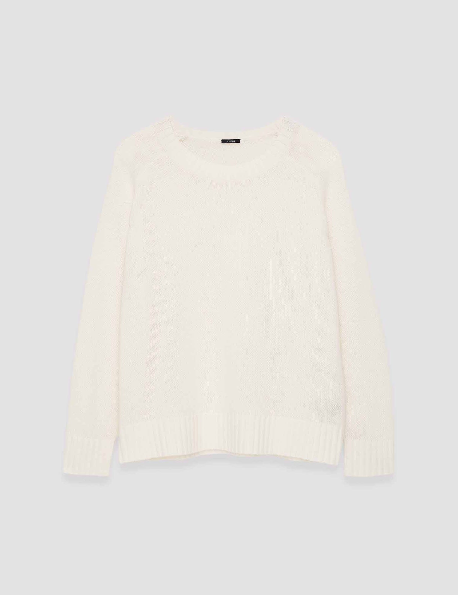 White Open Cashmere Round Neck Jumper - Joseph