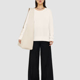 White Open Cashmere Round Neck Jumper - Joseph