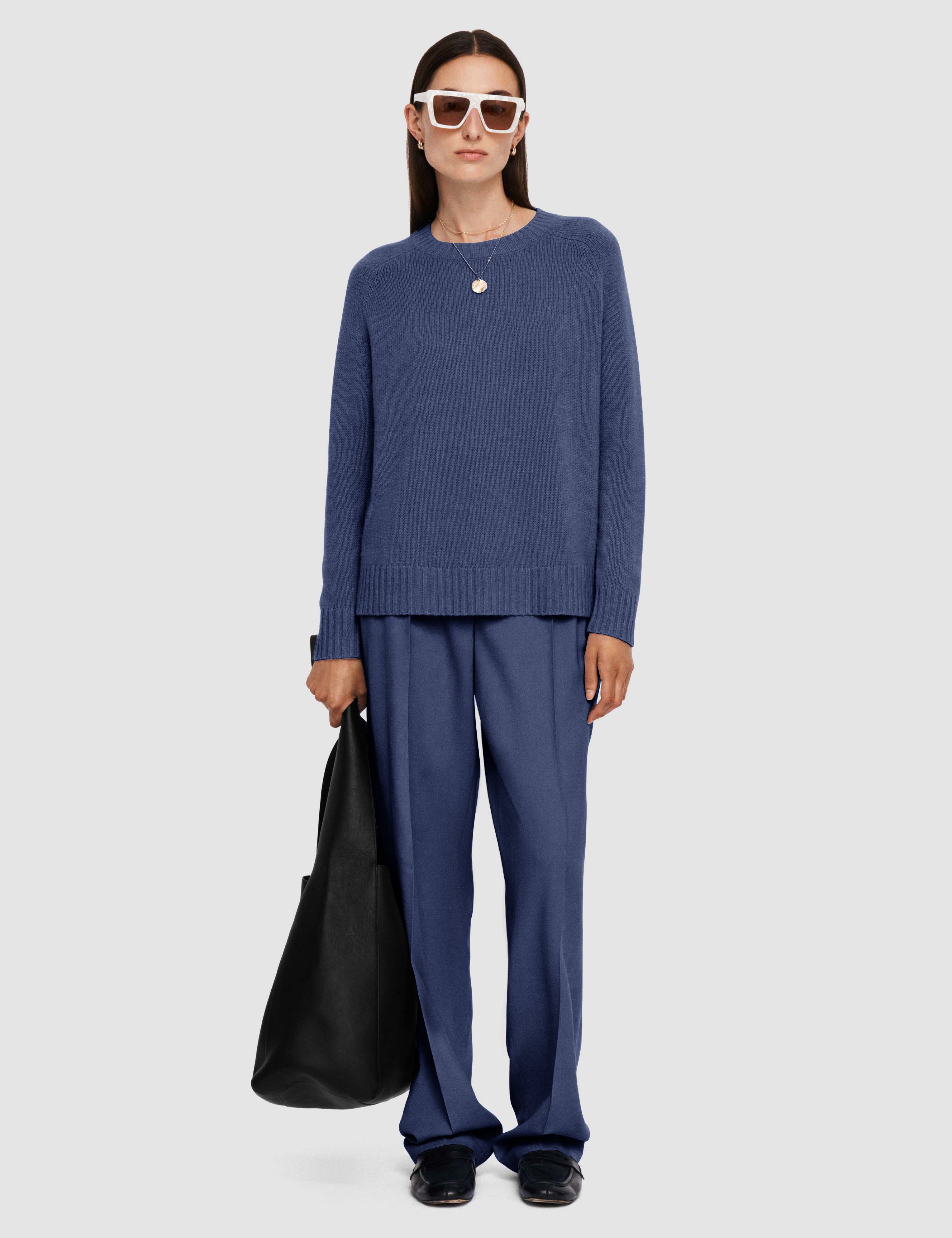 Blue Open Cashmere Round Neck Jumper - Joseph