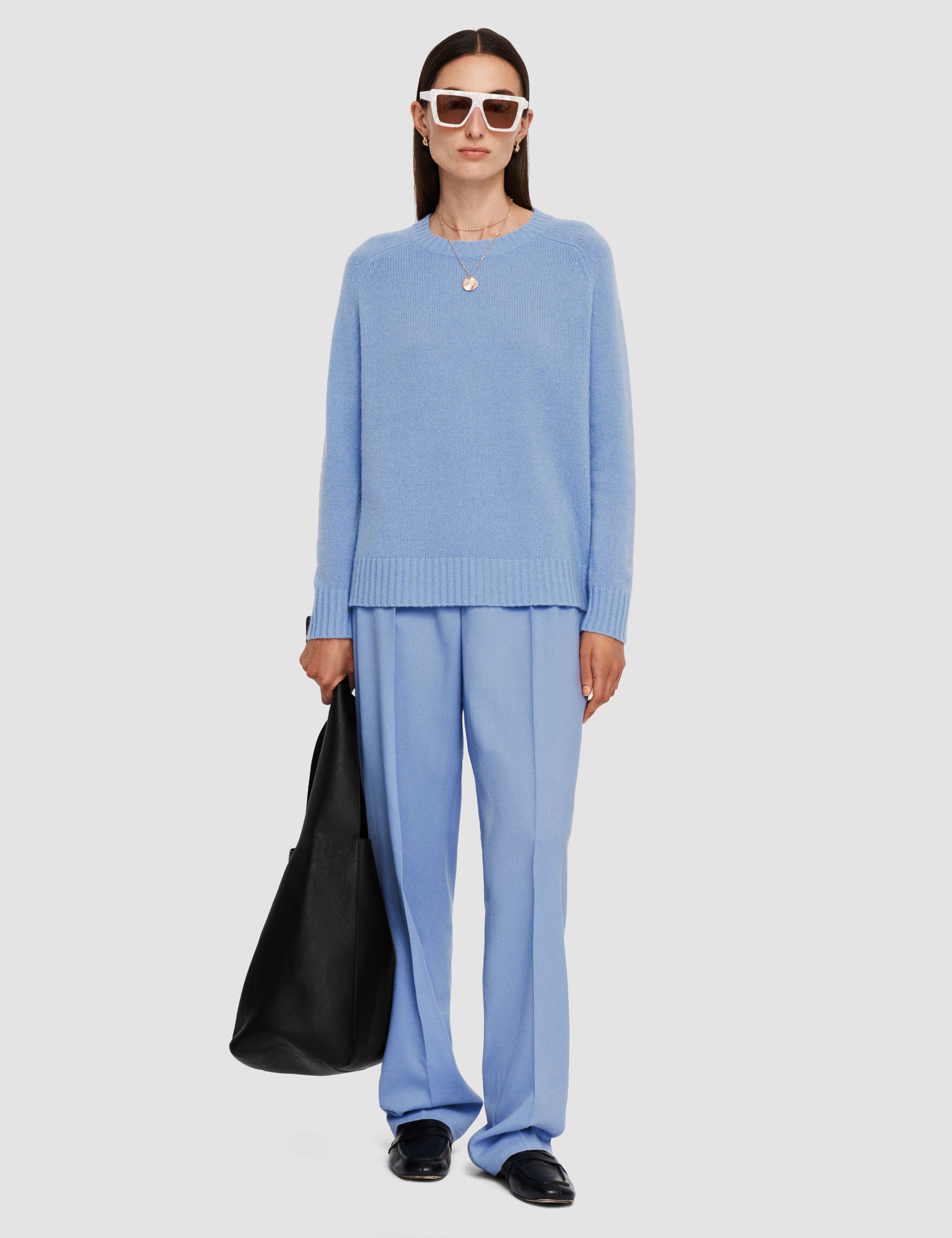 Blue Open Cashmere Round Neck Jumper - Joseph