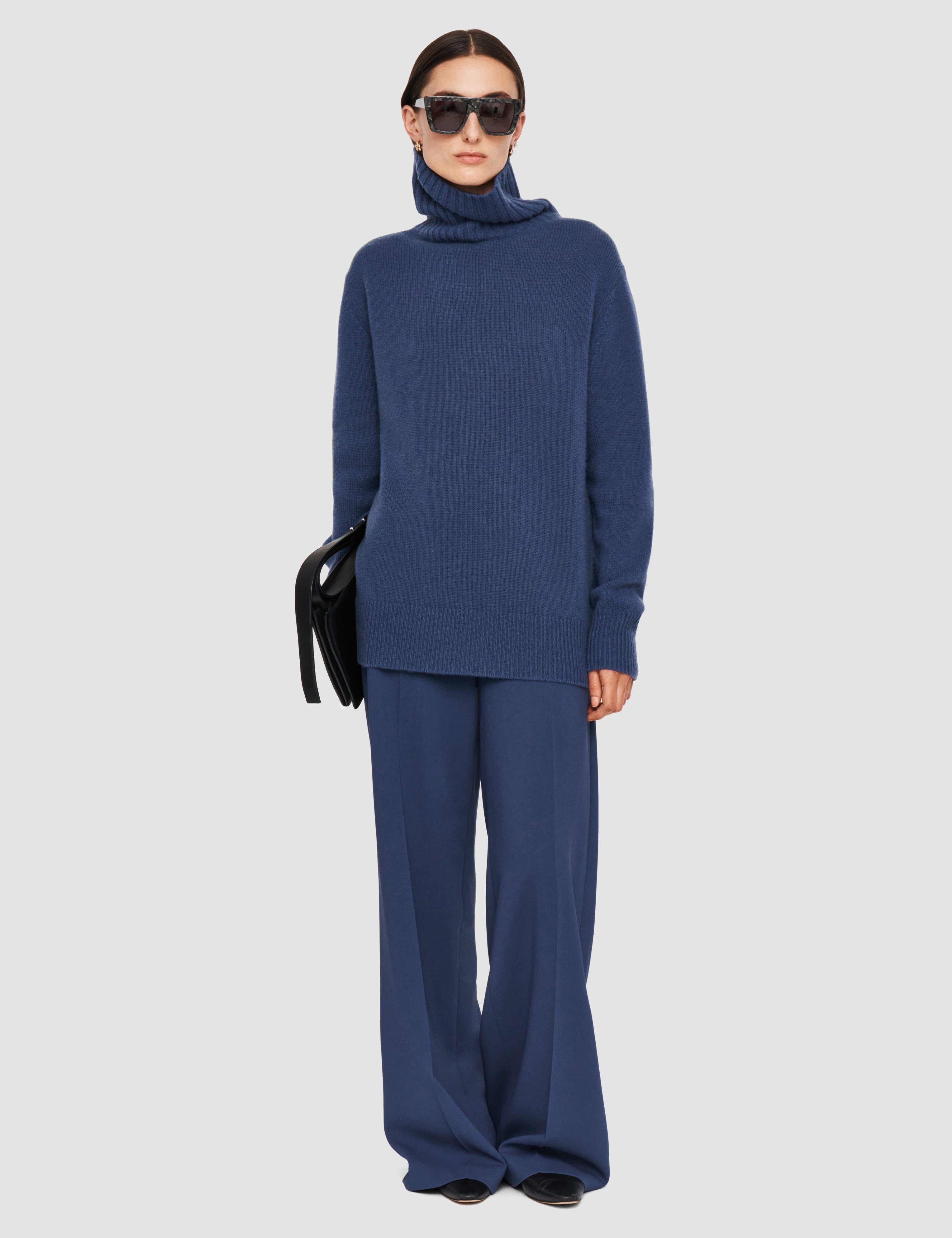 Blue Open Cashmere High Neck Jumper - Joseph