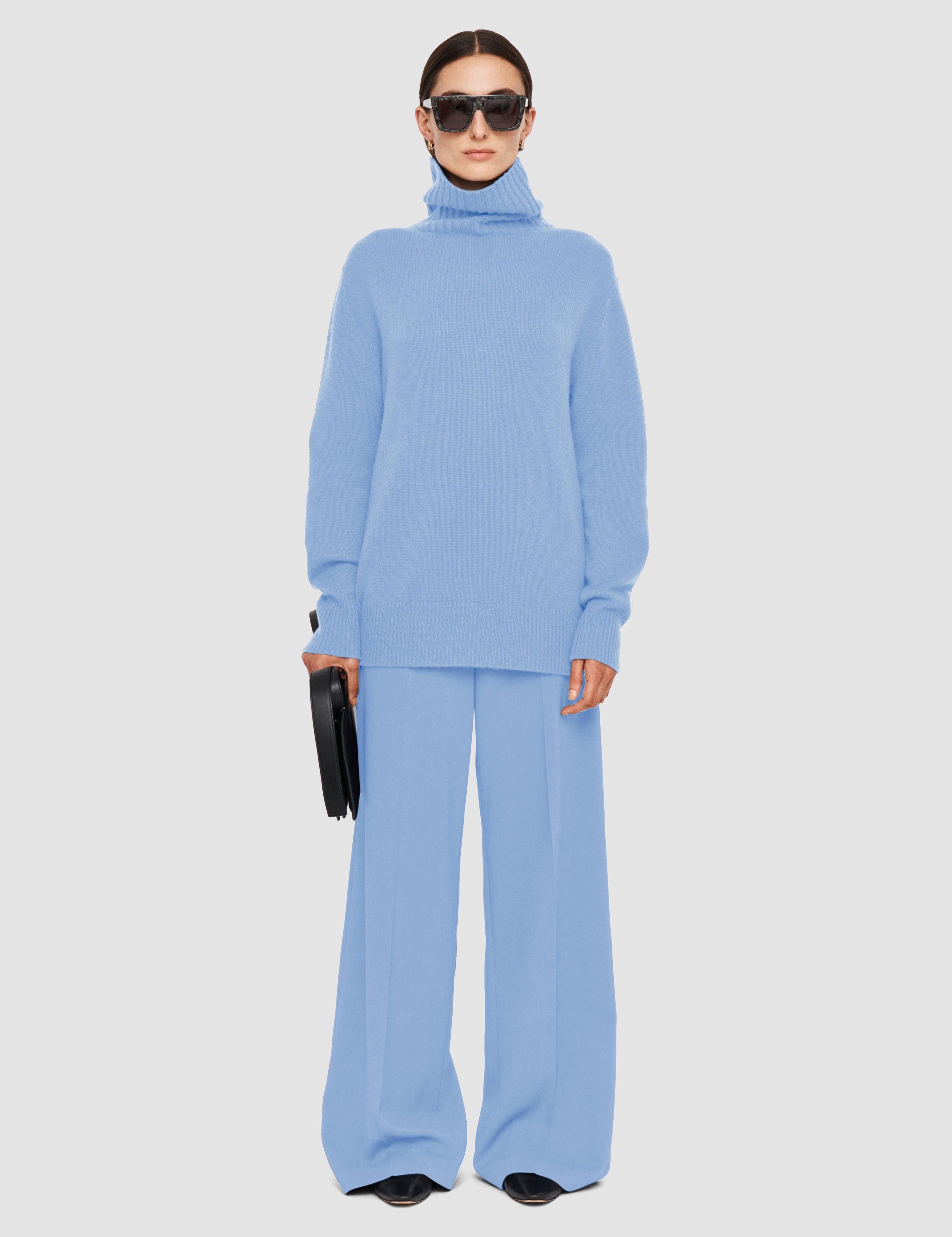 Blue Open Cashmere High Neck Jumper - Joseph