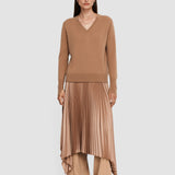 Beige Light Pure Cashmere V Neck Jumper - Joseph