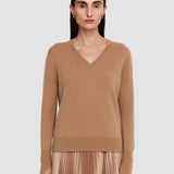 Beige Light Pure Cashmere V Neck Jumper - Joseph