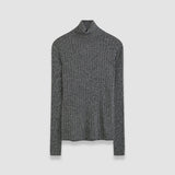 Ribbed Cable Knit High Neck Jumper