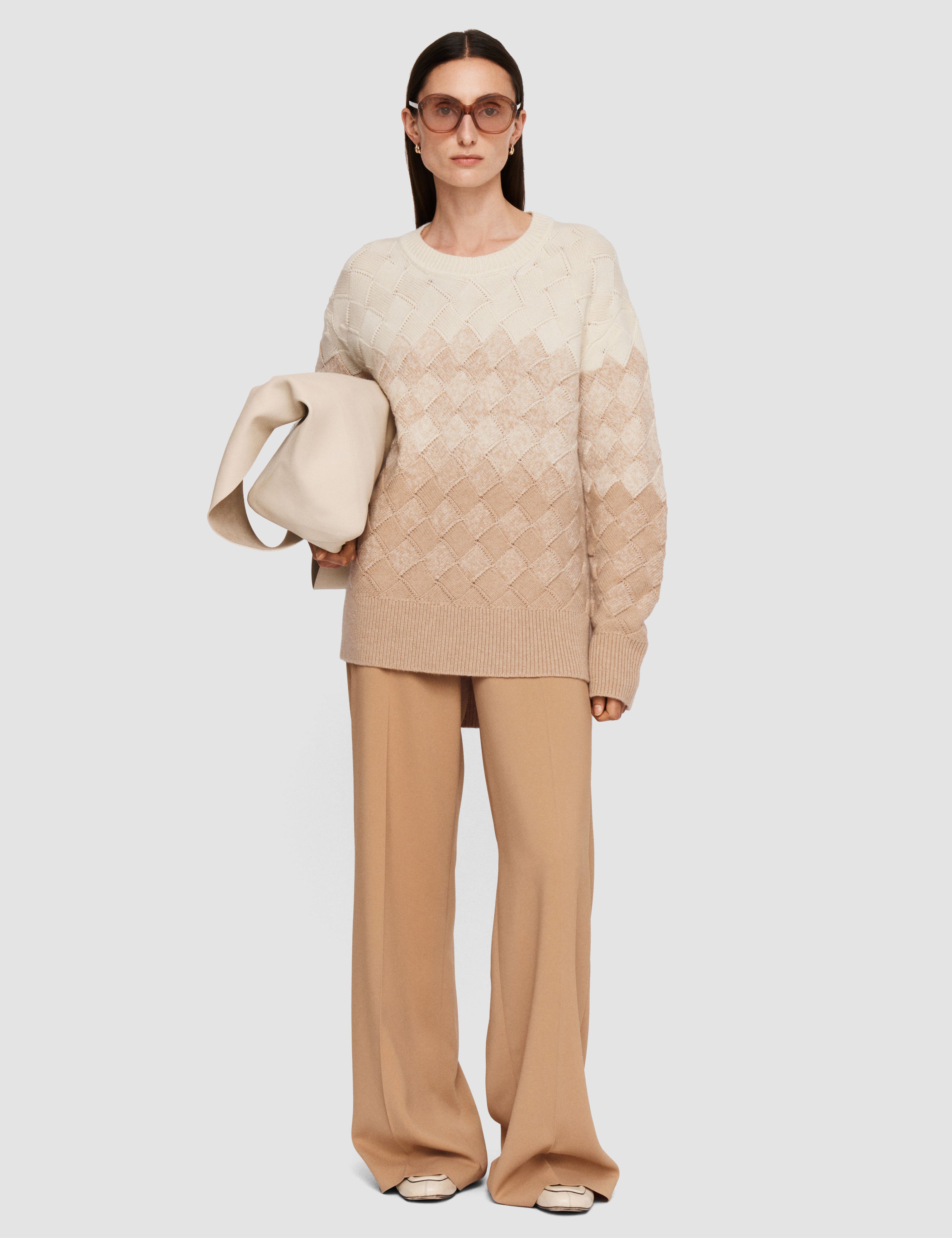 Ivory Weave Knit Round Neck Jumper - Joseph