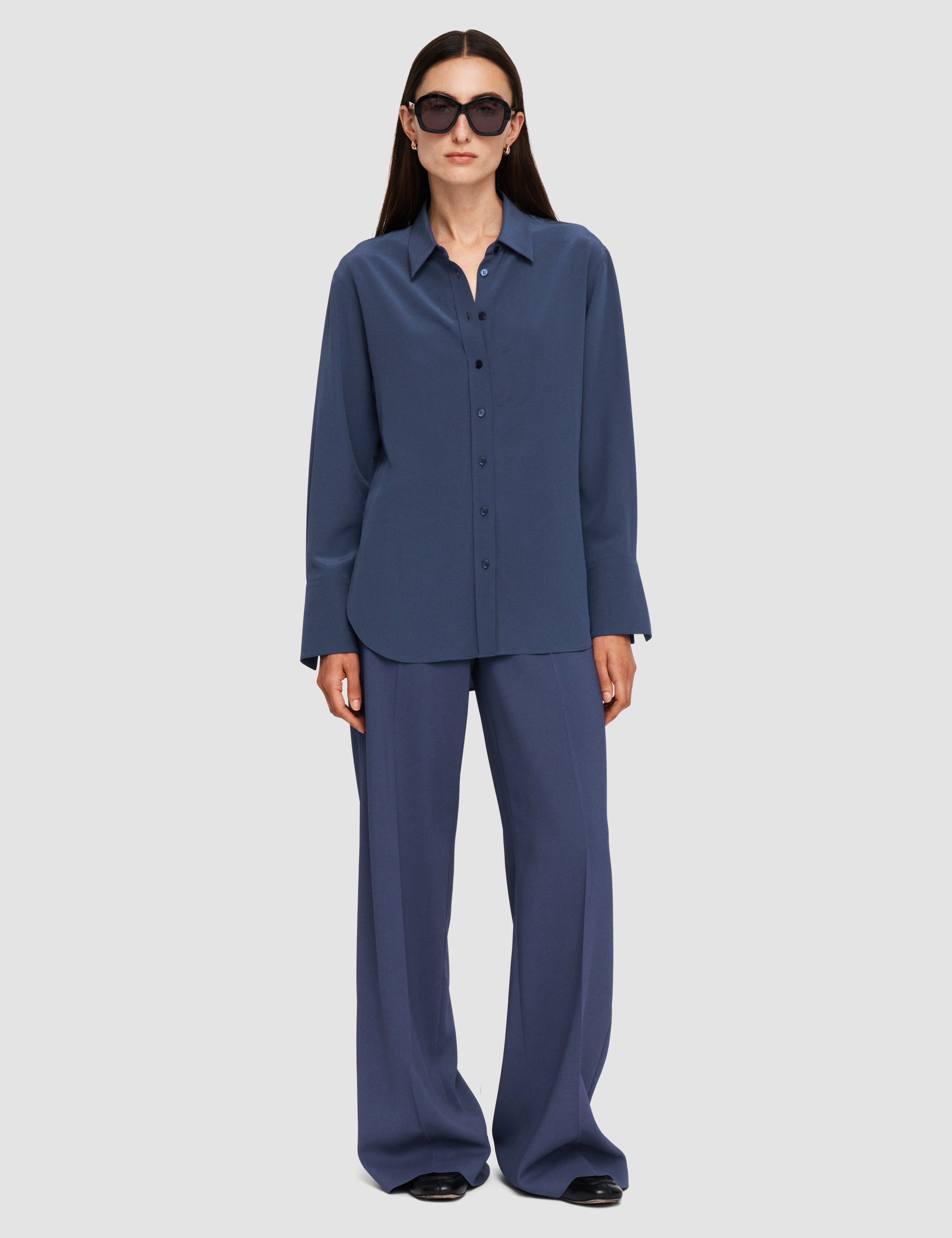 Blue Joe Silk Crepe de Chine Blouse - Joseph