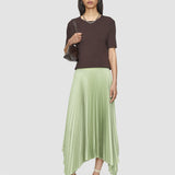 Green Ade Knit Weave Plissé Skirt - Joseph