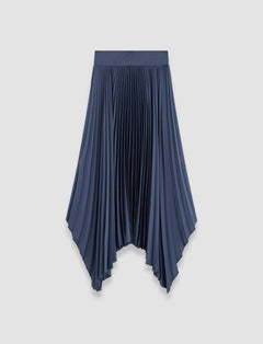 Blue Ade Knit Weave Plissé Skirt - Joseph