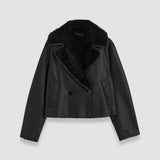 Black Rousse Textured Shearling Jacket - Joseph