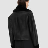 Black Rousse Textured Shearling Jacket - Joseph