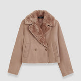 Beige Rousse Textured Shearling Jacket - Joseph