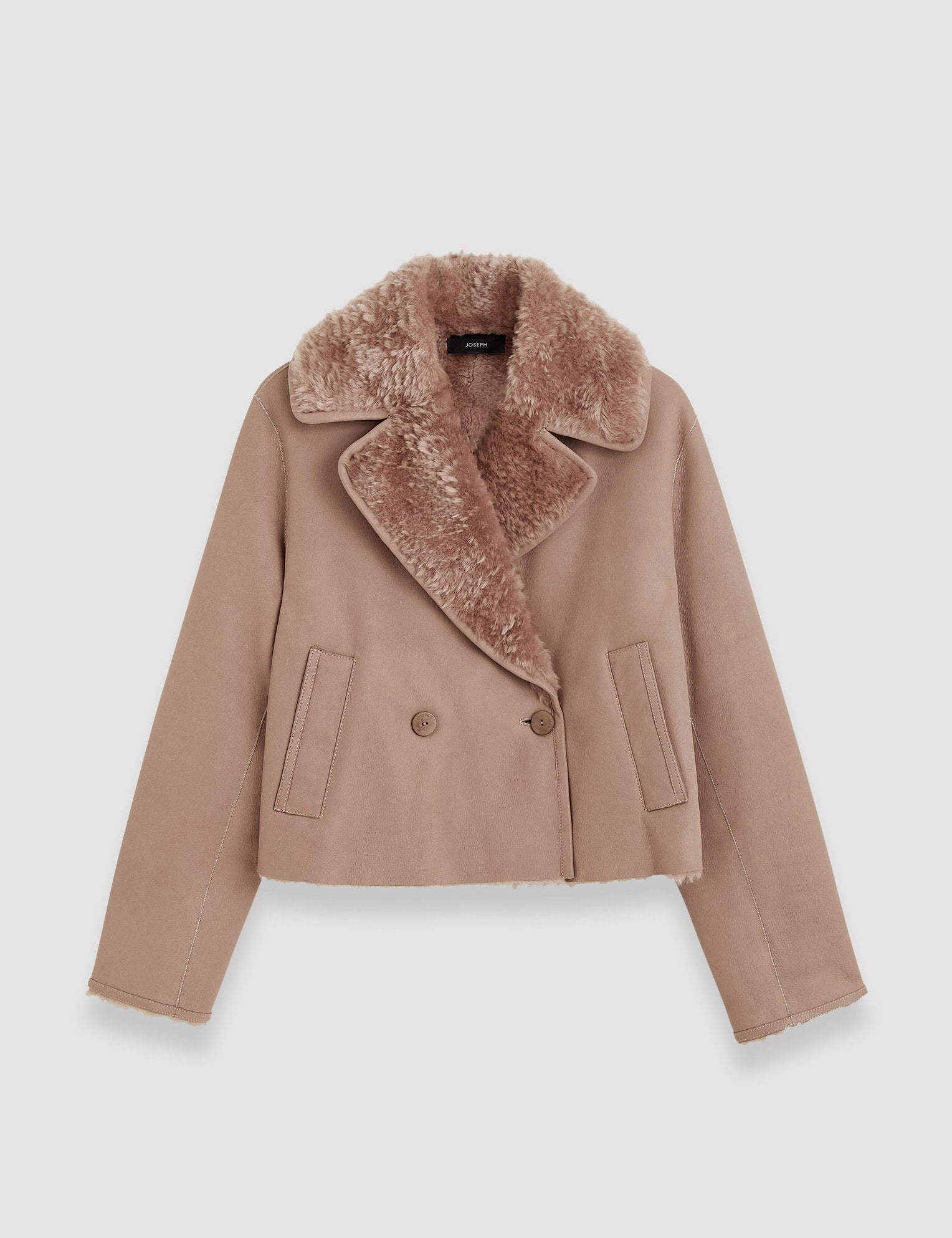 Beige Rousse Textured Shearling Jacket - Joseph