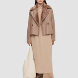 Beige Rousse Textured Shearling Jacket - Joseph