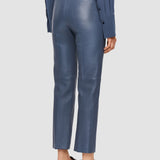 Blue Coleman Leather Stretch Trousers - Joseph