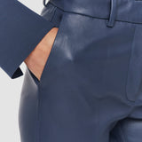 Blue Coleman Leather Stretch Trousers - Joseph