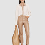 Beige Duke Leather Stretch Trousers - Joseph