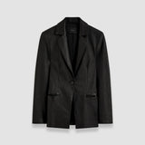 Black Pascal Leather Stretch Jacket - Joseph