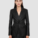 Black Pascal Leather Stretch Jacket - Joseph