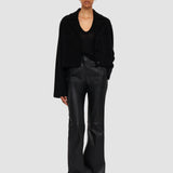 Black Tafira Leather Stretch Trousers - Joseph