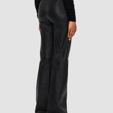 Black Tafira Leather Stretch Trousers - Joseph