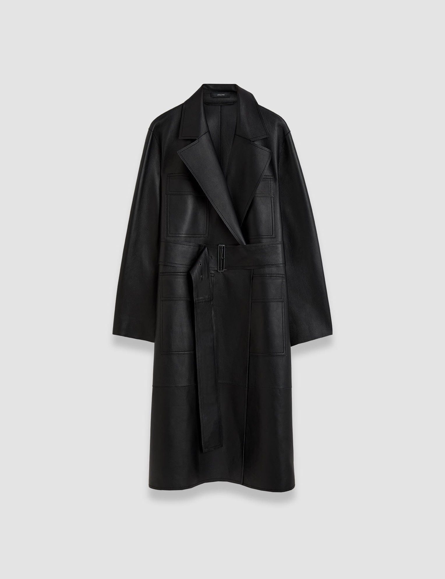 Black Octave Bonded Leather Coat - Joseph