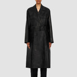 Black Octave Bonded Leather Coat - Joseph