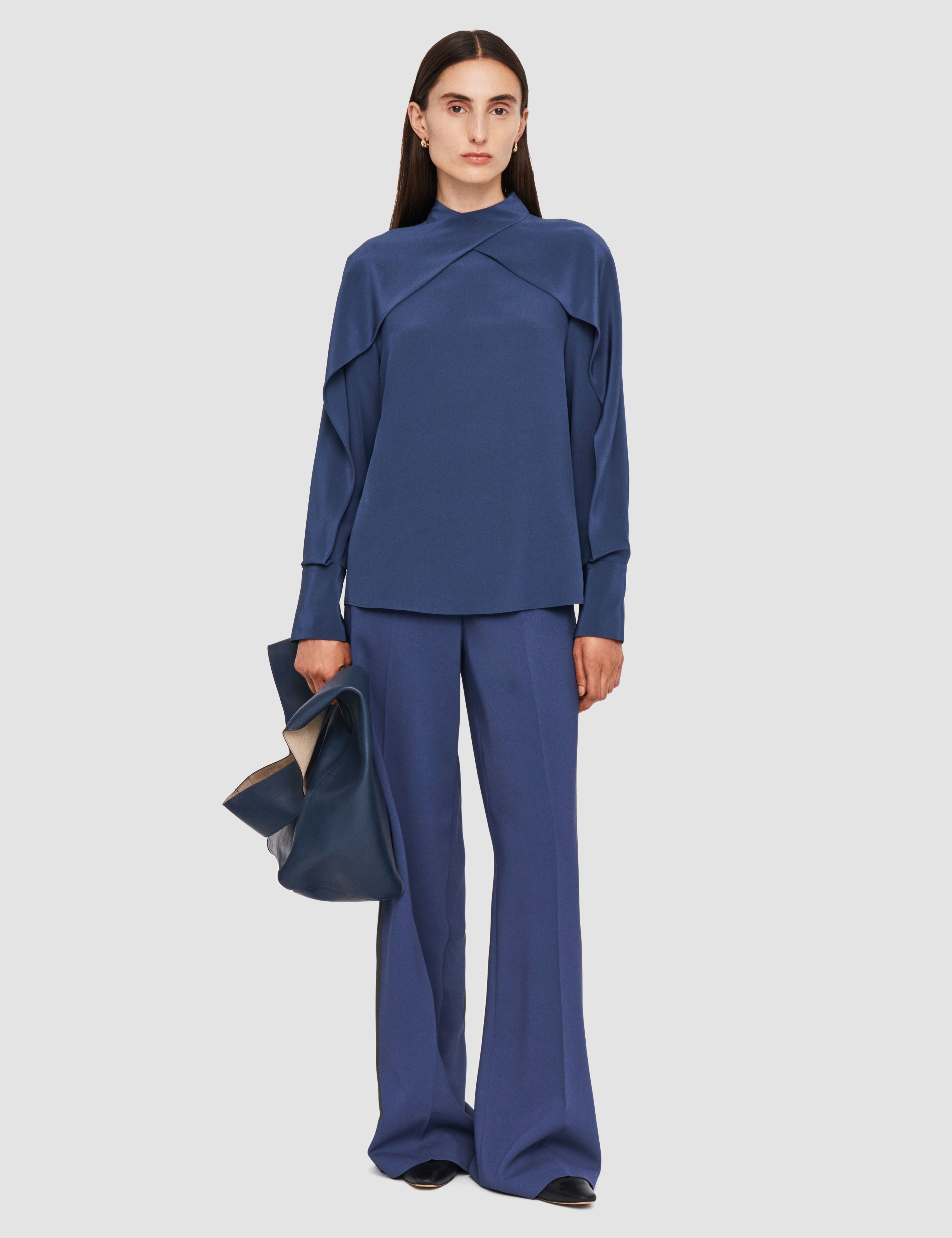 Blue Bailie Silk Crepe de Chine Blouse - Joseph